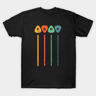 EADG Bass Strings Guitar Picks Retro Theme T-Shirt